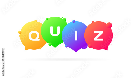 Quiz icon. Flat, color, letters in balls, quiz time icon. Vector illustration