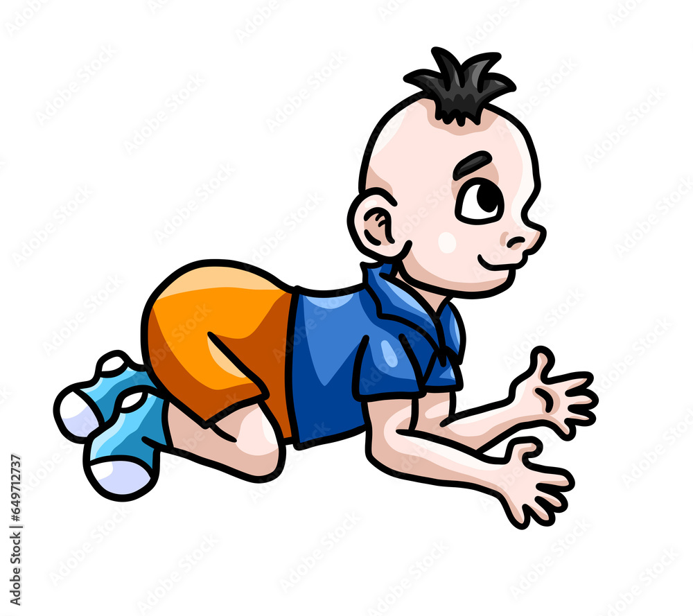 Stylized Adorable Crawling Baby Boy Stylized Adorable Crawling Baby Boy