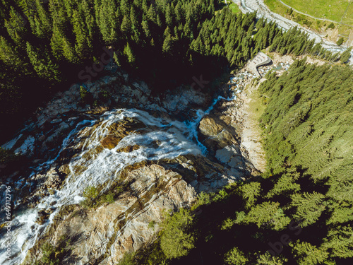 Grawa Waterfall in the Stubai valley in the tyrolean alps in Tyrol, Austria photo