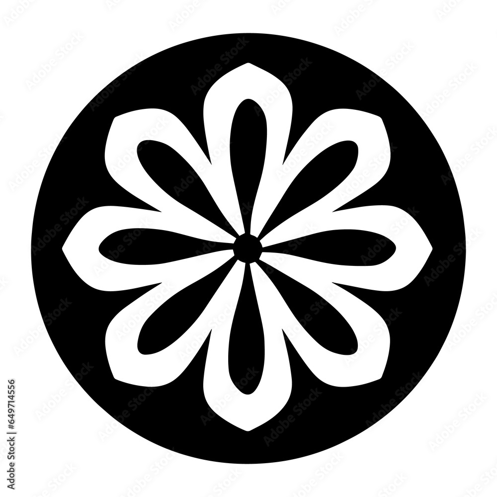 Logo Icon of a flower. Black Round Actec, incan, mayan flower icon pgn. Logo Icon of a flower. Black Round Actec, incan, mayan flower icon pgn.