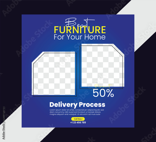 furniture sale social media and instagram post template banner photo