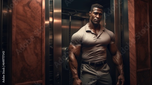 a bodybuilder in a elevator