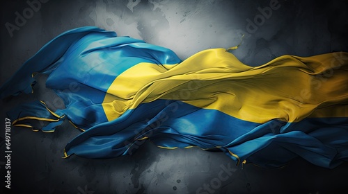 a flag-inspired artwork depicting the sweden flag with hues of blue, and yellow. The flag symbolizes freedom and unity with a touch of historical significance.