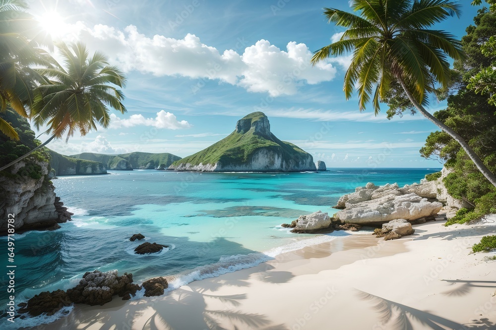 Obraz premium beach with palm trees white sand