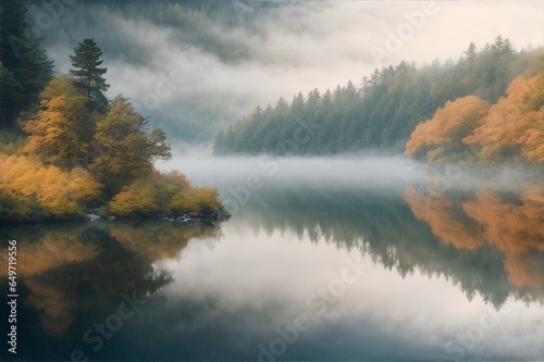 landscape with lake reflection