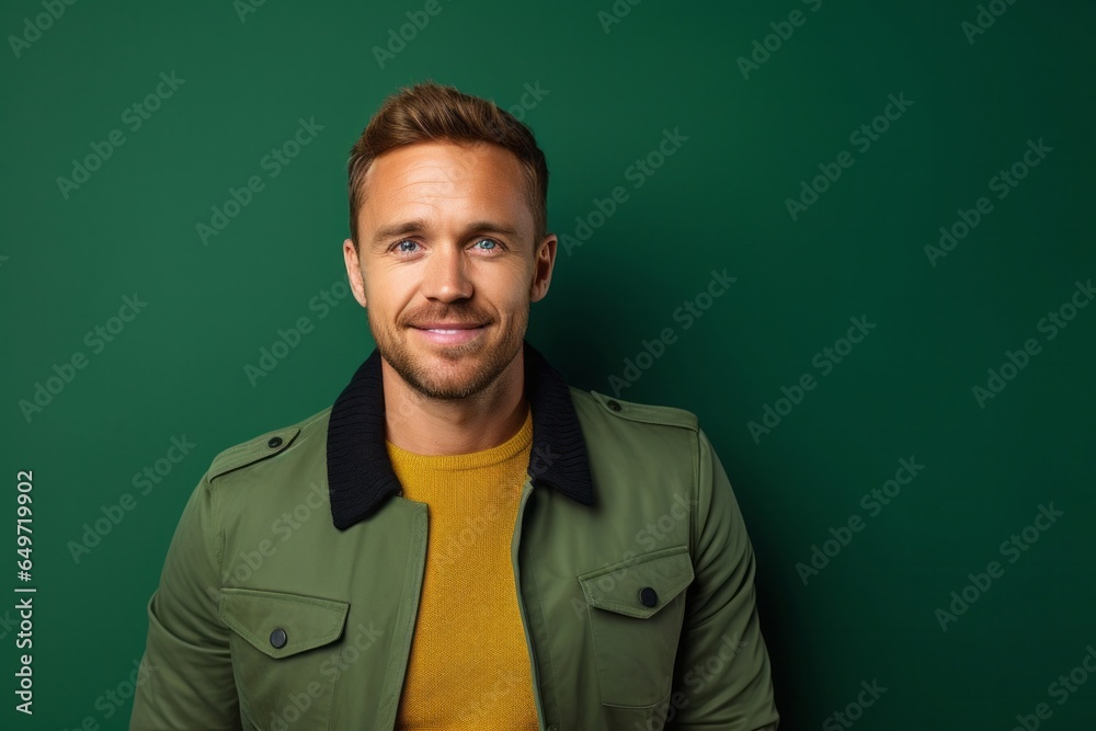 portrait of a confident Polish man in his 30s wearing a chic cardigan against an abstract background portrait of a confident Polish man in his 30s wearing a chic cardigan against an abstract background