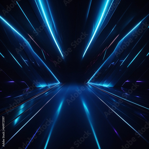 Abstract light painting with colored lights simulating a futuristic pattern of blue colors. 3D illustration Abstract art. © Павел Литинский