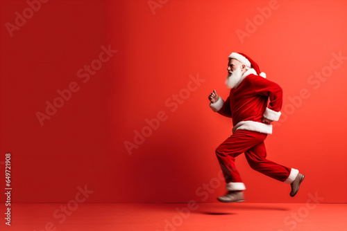 red man gift christmas run holiday isolated sack claus santa present. Generative AI.