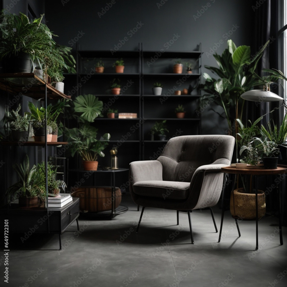 Fototapeta premium Modern interior, home, decor, light, plant, window, apartment