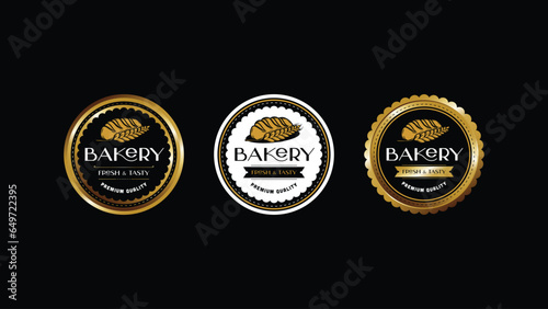 Elegant Emblem for Your Bakery: Gold and White Badge Logo Template. A Taste of Luxury. Vector illustration