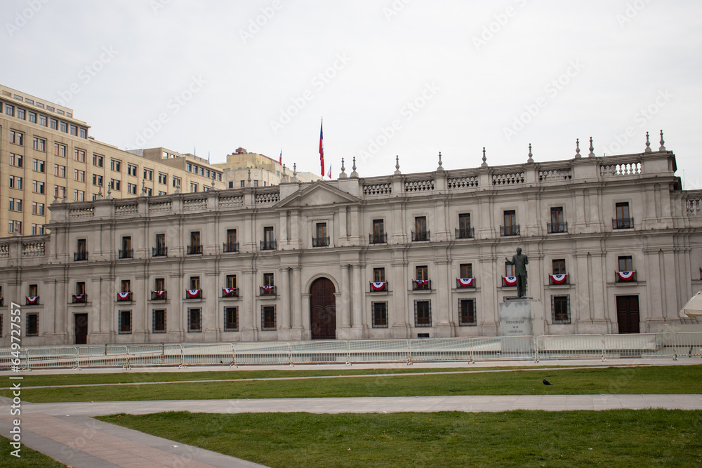 Palacio de la Moneda one of the main tourist attractions in the tourist center of Santiago de Chile