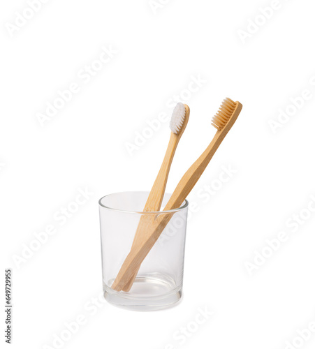 Toothbrush in a glass isolated on a white background. A set of toothbrushes in holders. Oral care concept. Dentist concept.