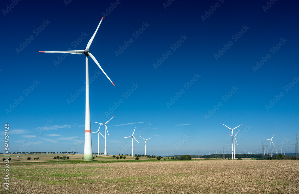 Large wind farm on agricultural area at Paderborn, North Rhine-Westphalia, Germany, Europe Large wind farm on agricultural area at Paderborn, North Rhine-Westphalia, Germany, Europe