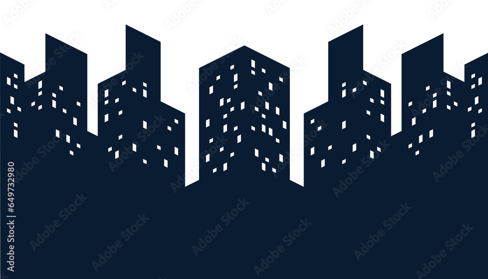 Abstract Blue Building with Windows Silhouette Background