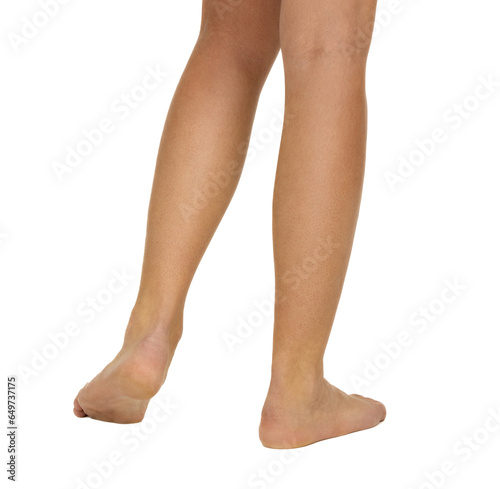 Legs of a young woman, close-up, isolated. Skin care concept