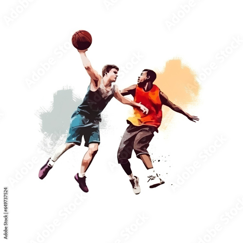 Playing basketball  Illustration style by Generative AI