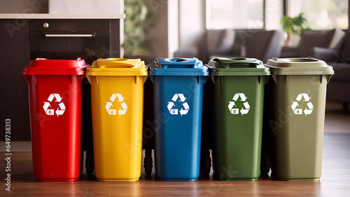 multi-colored containers for separate garbage collection garbage recycling.