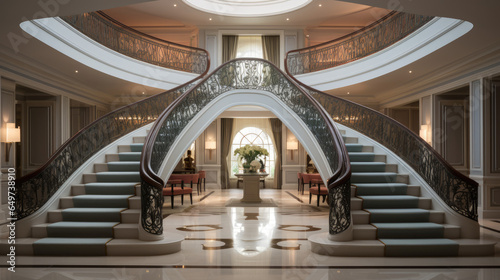 Grand staircase in a luxurious mansion. © Vahid