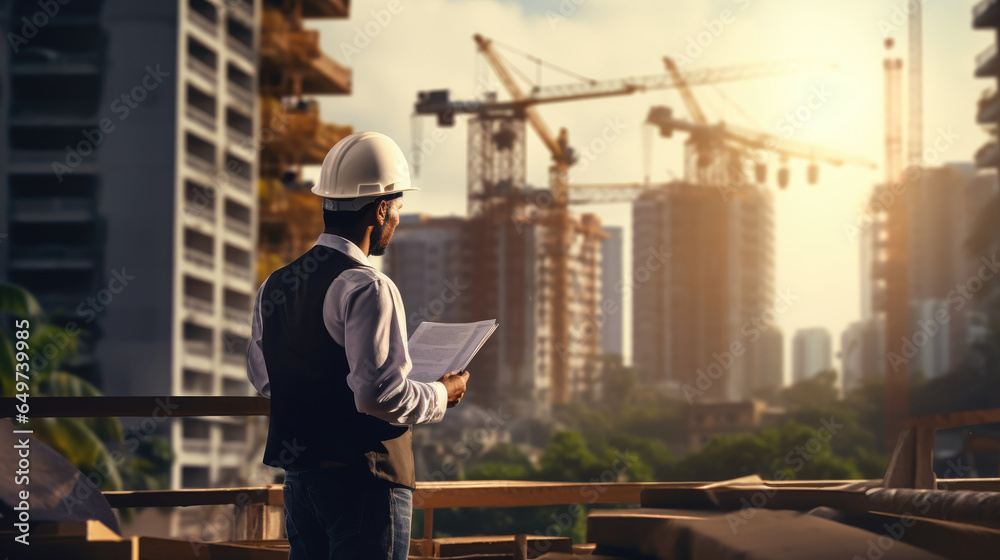 Engineer working at construction site, Real Estate Project with Civil Engineer concept.
Engineer working at construction site, Real Estate Project with Civil Engineer concept.