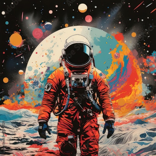 Interstellar Pop Art Collage: Cosmic Fusion. Generative AI 8
