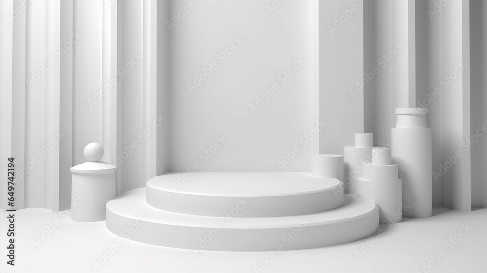 white podium abstract empty three-dimensional platform design. white podium abstract empty three-dimensional platform design.