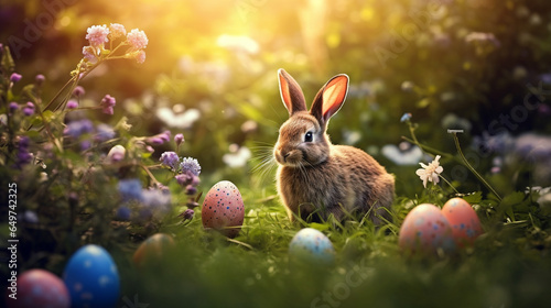 The Easter bunny in a meado...