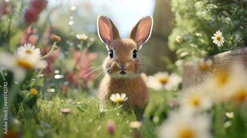The baby bunny in a meadow ...