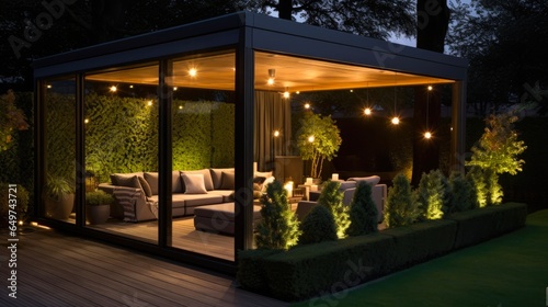 Valokuva Nighttime Bliss: A Modern Patio Design Perfect For Relaxing Outdoors at Night