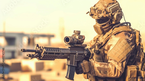 A soldier with combat unifo...