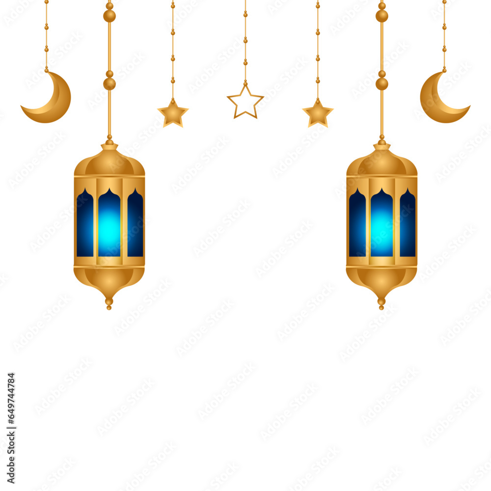 Ramadan kareem decoration with golden islamic lamp ornment Ramadan kareem decoration with golden islamic lamp ornment