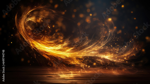 Isolated of fire background , golden fire gradient on dark background
