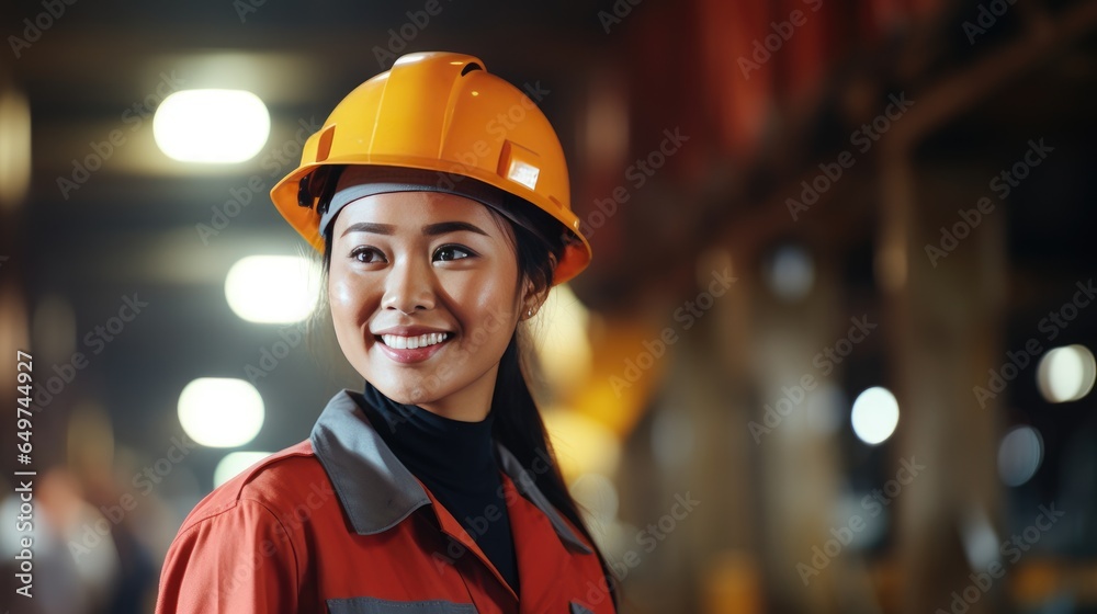 Portrait of a young Asian female factory worker Portrait of a young Asian female factory worker