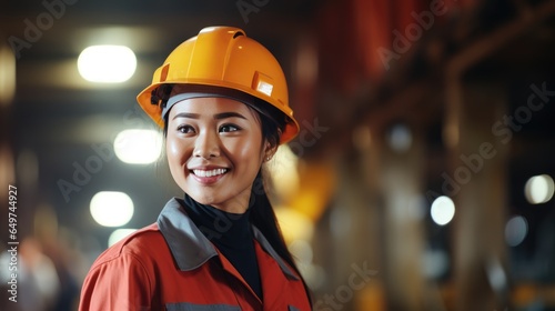 Portrait of a young Asian female factory worker