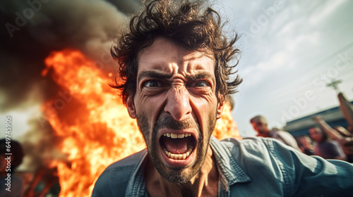 An angry aggressive mature ...