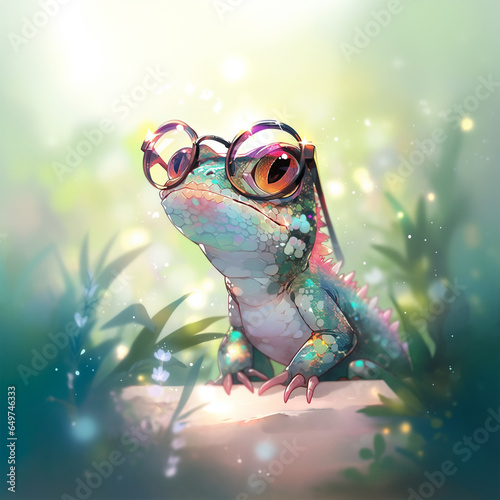 lizard wearing glasses 2, AI Generative © Wariya