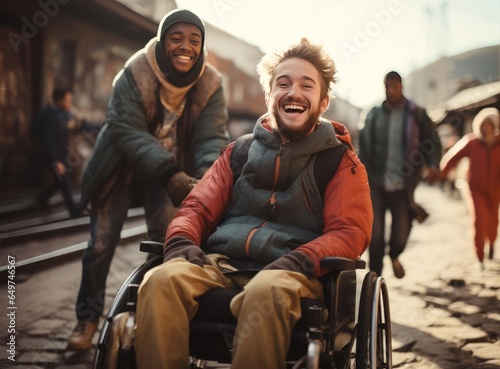 A group of wheelchair users