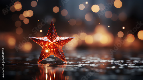 Christmas star decorations with Defocused Golden Lights.