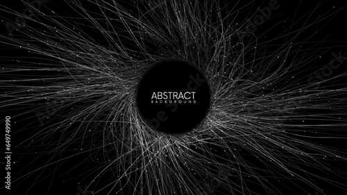 Abstract futuristic background. Artificial intelligence, cyber circuit, fiber optics concept background. Big data transformation. Black landing page. Neural network technology. Vector illustration
