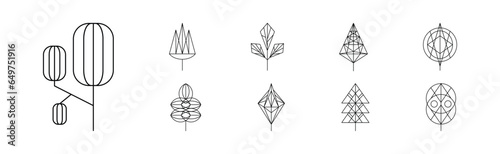 Floral Decoration Plant Line Stroke Icon Pictogram Symbol Vector Set