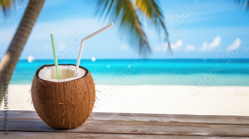 Fototapeta Naklejka Na Ścianę i Meble -  Coconut juice, the concept of vacation and relaxation