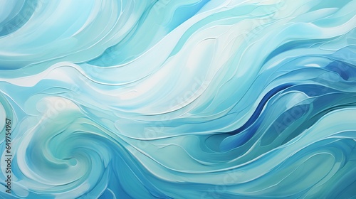  a painting of a blue and white wave with a white background. generative ai