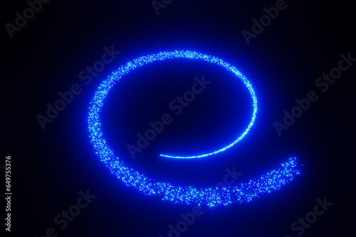 円弧を描きながら青色にきらめくパーティクルの3Dイラスト © radiorio