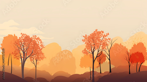 A Group Of Trees With Orange Leaves