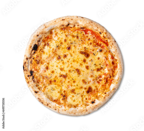 Mozzarella cheese style pizza isolated over white background