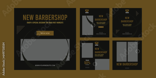 barber shop hair cutting social media instagram post web banner template 