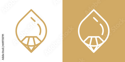 logo design combining water with jewelry made in a minimalist line style.
