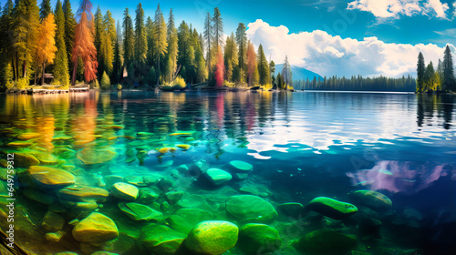 Rainbow Arcs Over Crystal-Clear Lakes