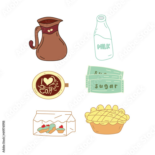 coffee shop beverages vector element. cute and lined vector 