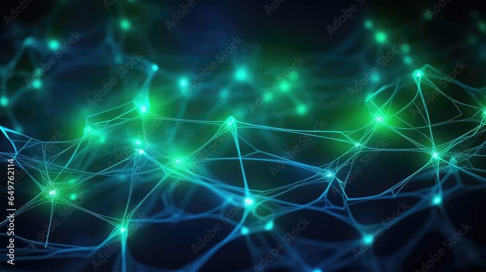 ai digital neuron network illustration data background, blue system, futuristic connection ai digital neuron network