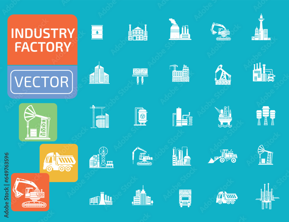 Industry And Energy Vector Icon Set Industry And Energy Vector Icon Set